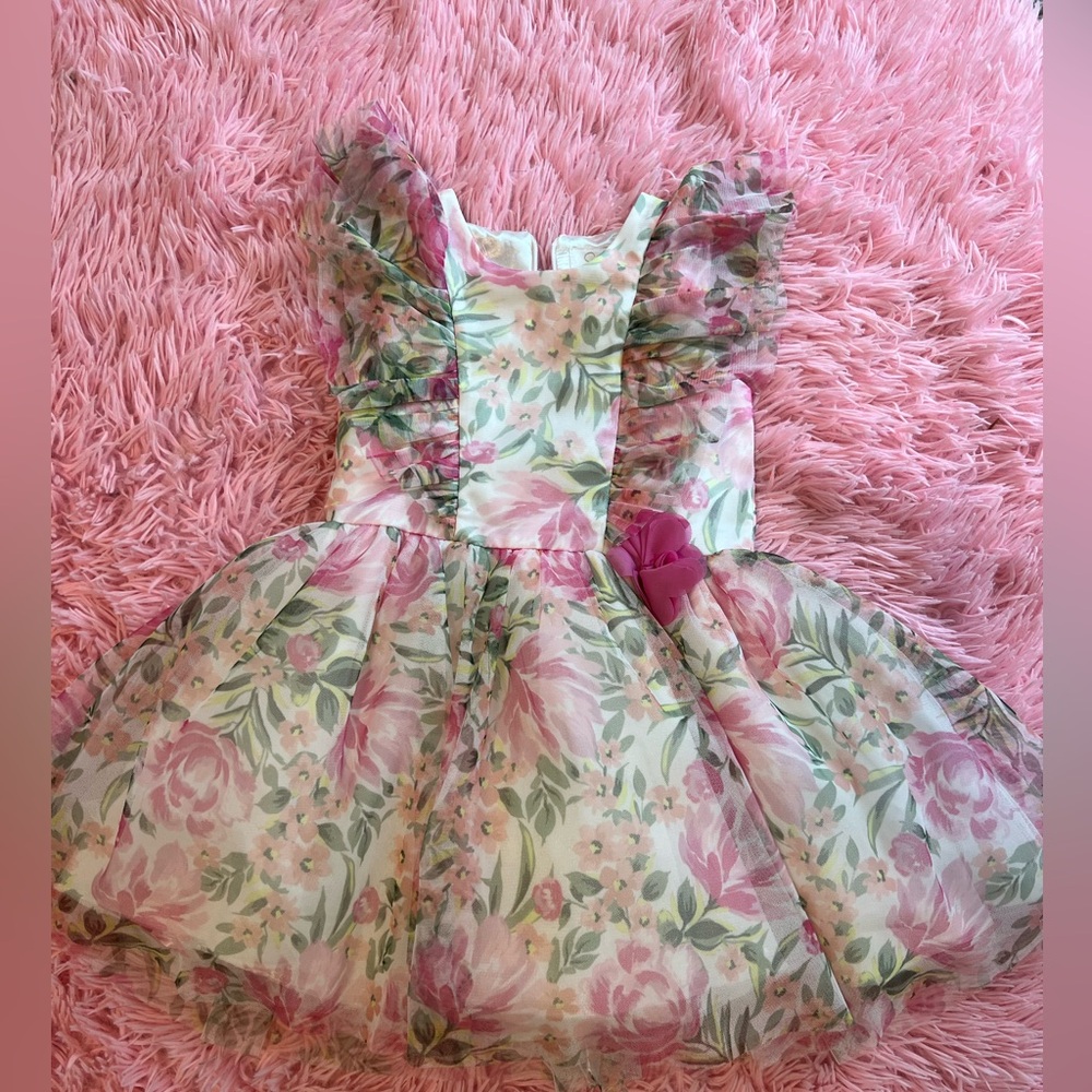 Jessica Simpson Pink and Green Floral Dress
